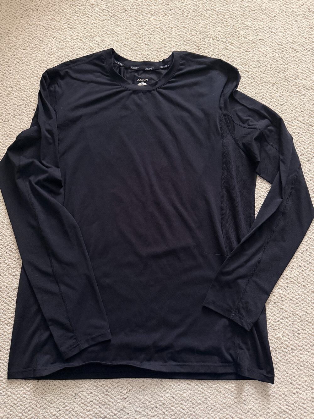 Jockey Mens Long Sleeve Performance Shirt Black Large Athletic Base Layer Mesh